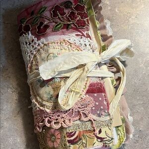 Handmade Fabric Journal with Floral Embroidery